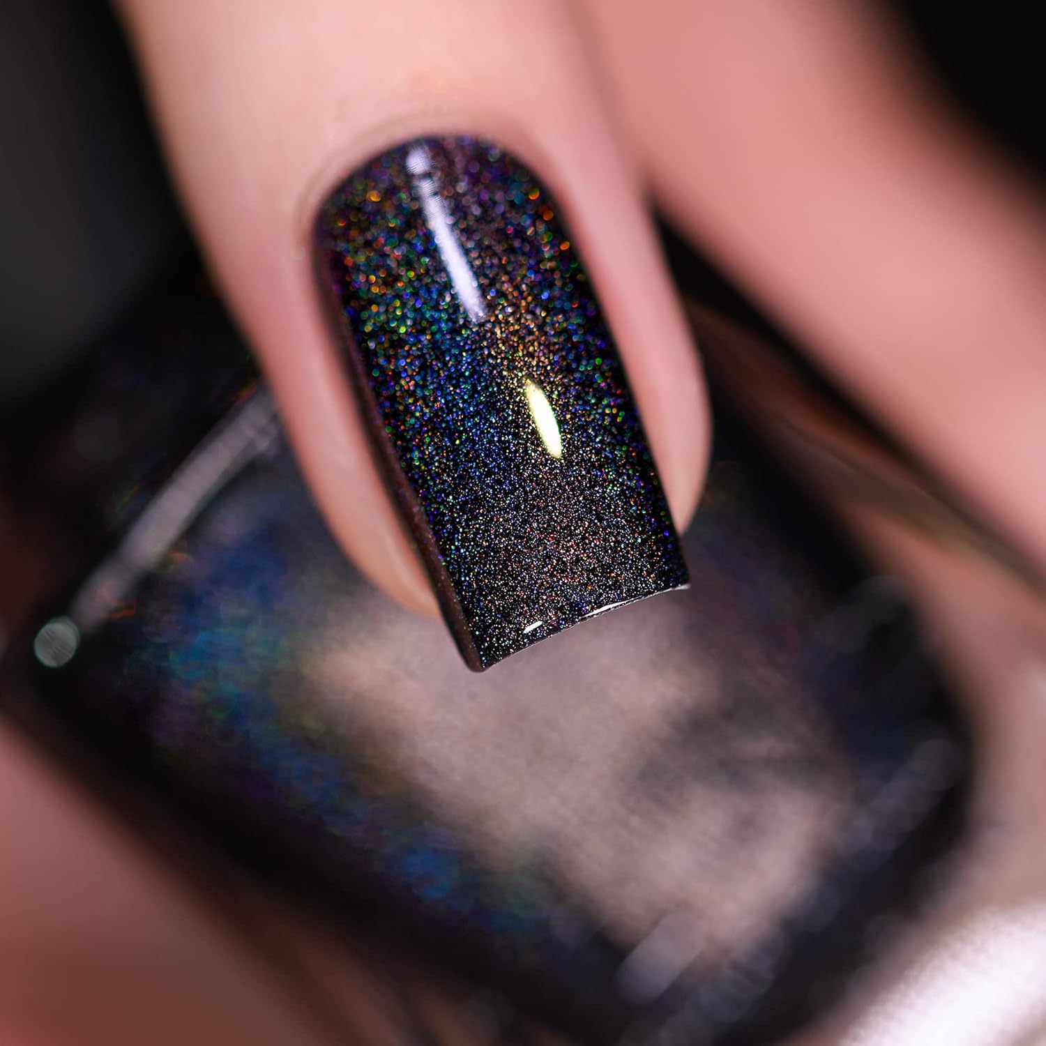 ILNP Black Magic - Deep Black Holographic Nail Polish - Image 4