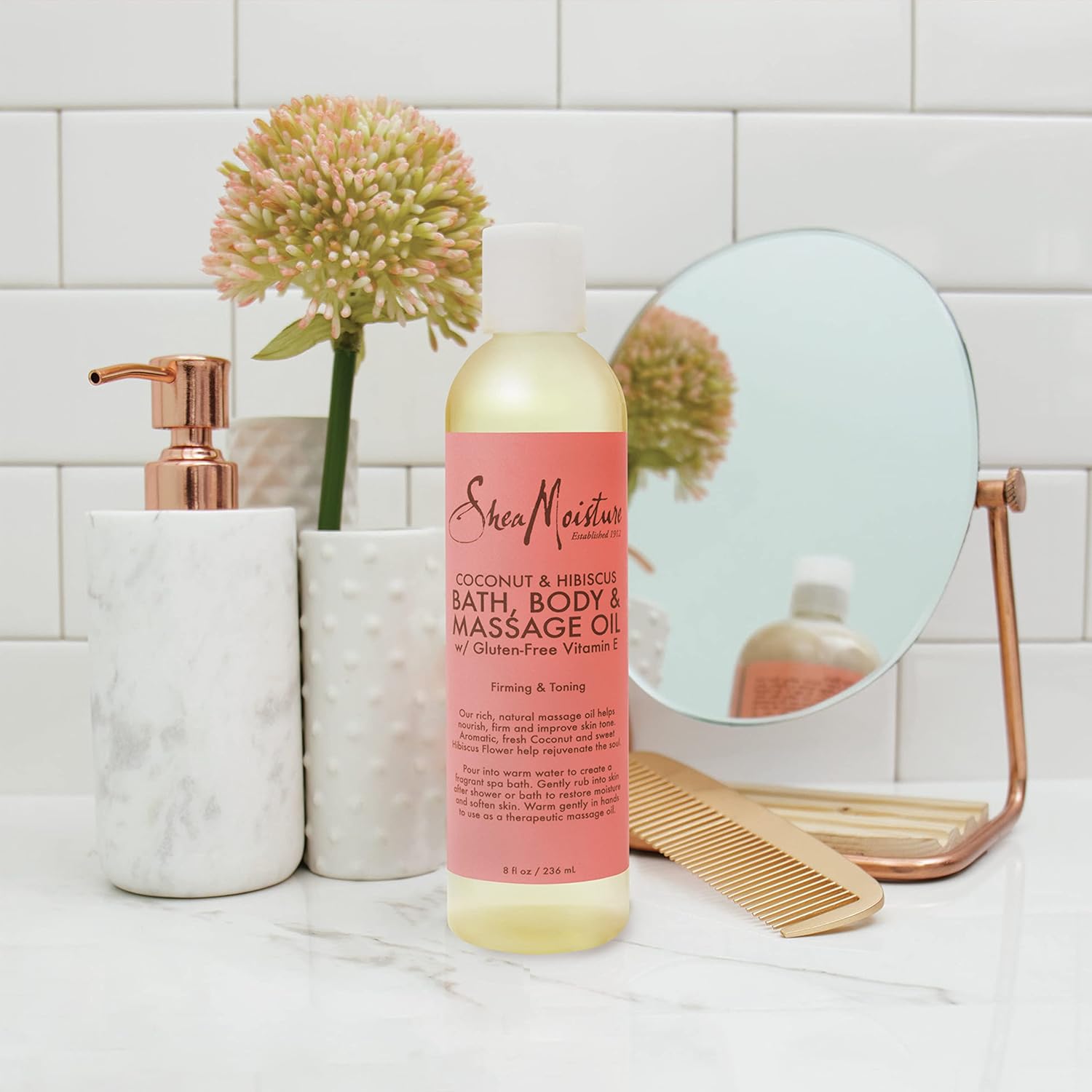 SheaMoisture Body Oil, Bath, And Massage For Dull Skin Coconut Oil And Hibiscus For Glowing Skin 8 oz - Image 10