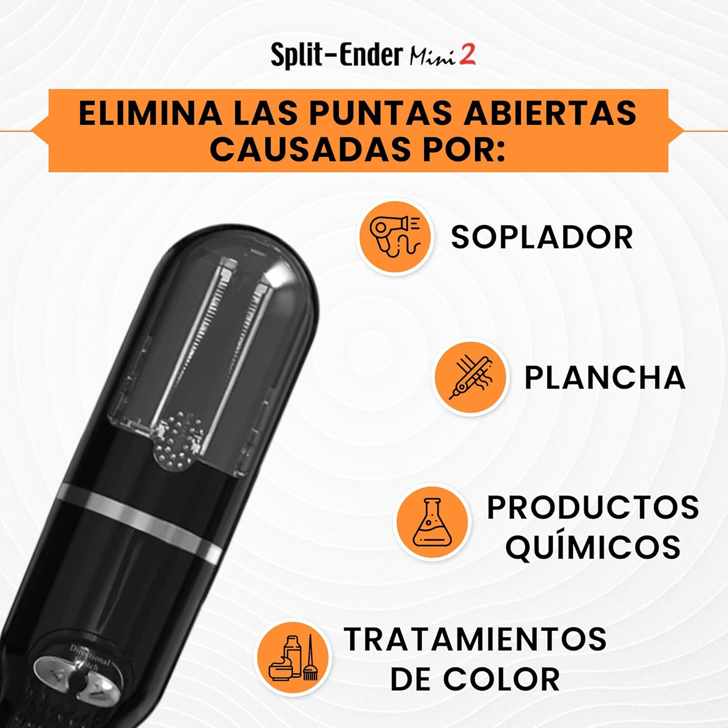 Split Ender Mini 2 - Cordless Split End Hair Trimmer, Solution for Dry and Damaged Hair, Rechargeable Trimmer for Broken and Brittle Split Ends, Hair Styling Tool- Black - Image 5