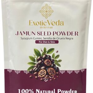 Pure Jamun Seed Powder, Eugenia Jambolana in Pouch (100g/3.52Oz) - 100% Pure, Vegan, Gluten-Free, Non-GMO - Suitable for Smoothies, Baking, and Cooking