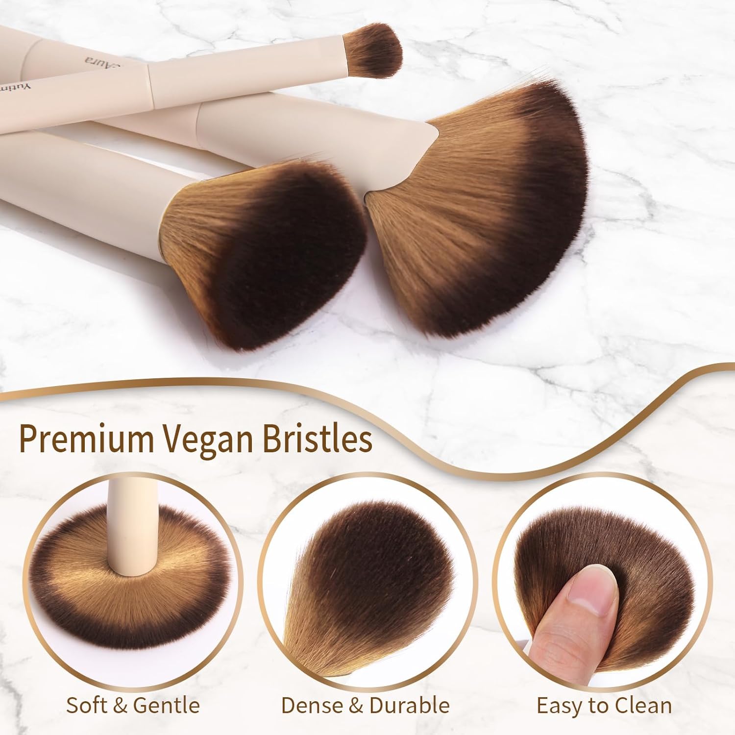 Makeup Brushes, Dual End Makeup Brush Set 7 Pcs, Foundation Contour Powder Concealer Eye Shadows Blush Make Up Brushes, Travel Gift Set, Cruelty-Free - Image 2