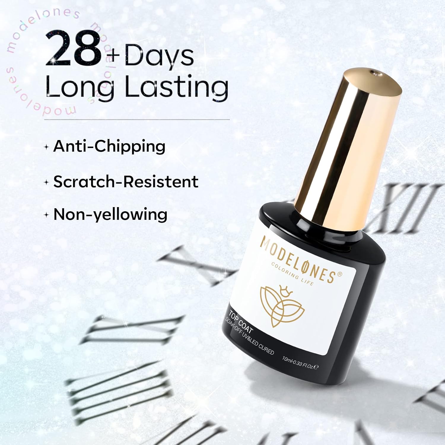 Modelones 10ml Iridescent Silver Glitter Gel Top Coat for Stunning Nail Art Designs - Image 4