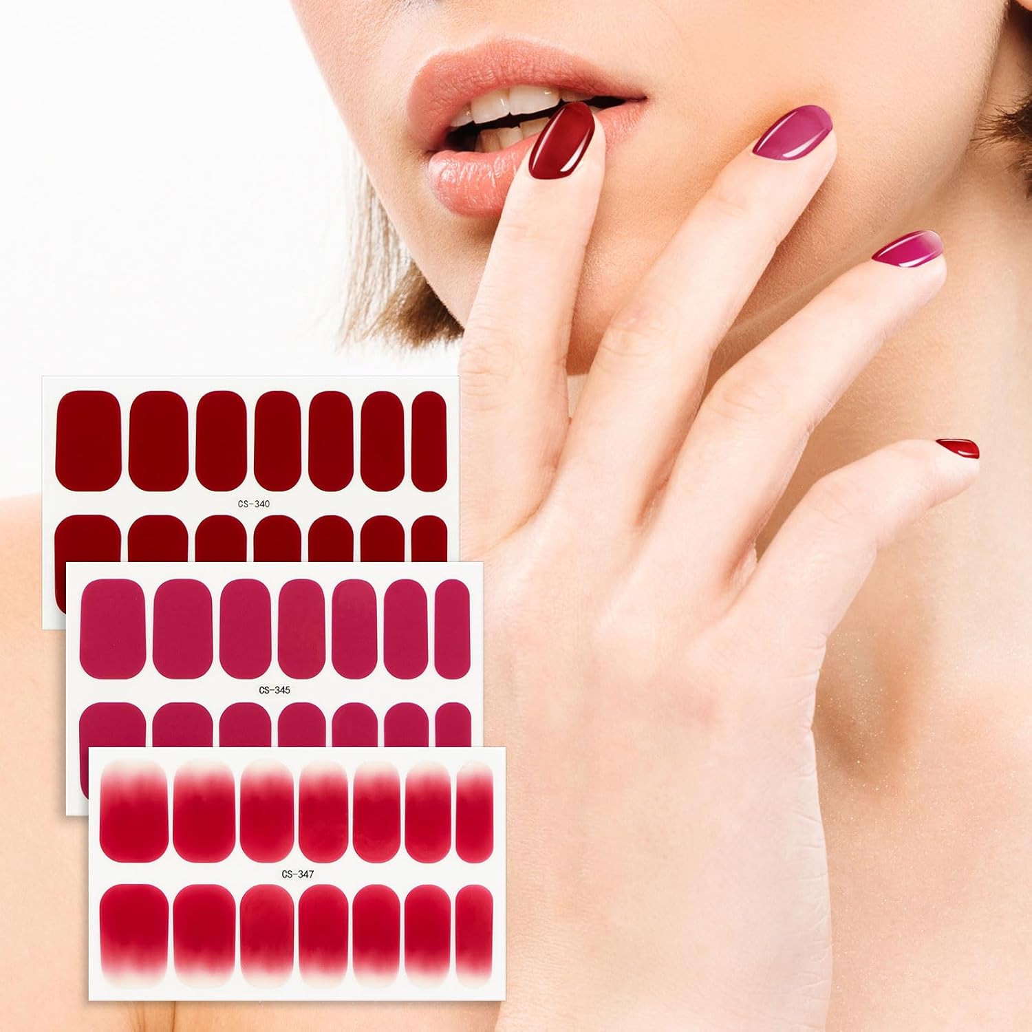 42 Pcs Glitter Gradient Self-Adhesive Nail Art Stickers 3 Sheets with Nail File Style 1 - Image 2