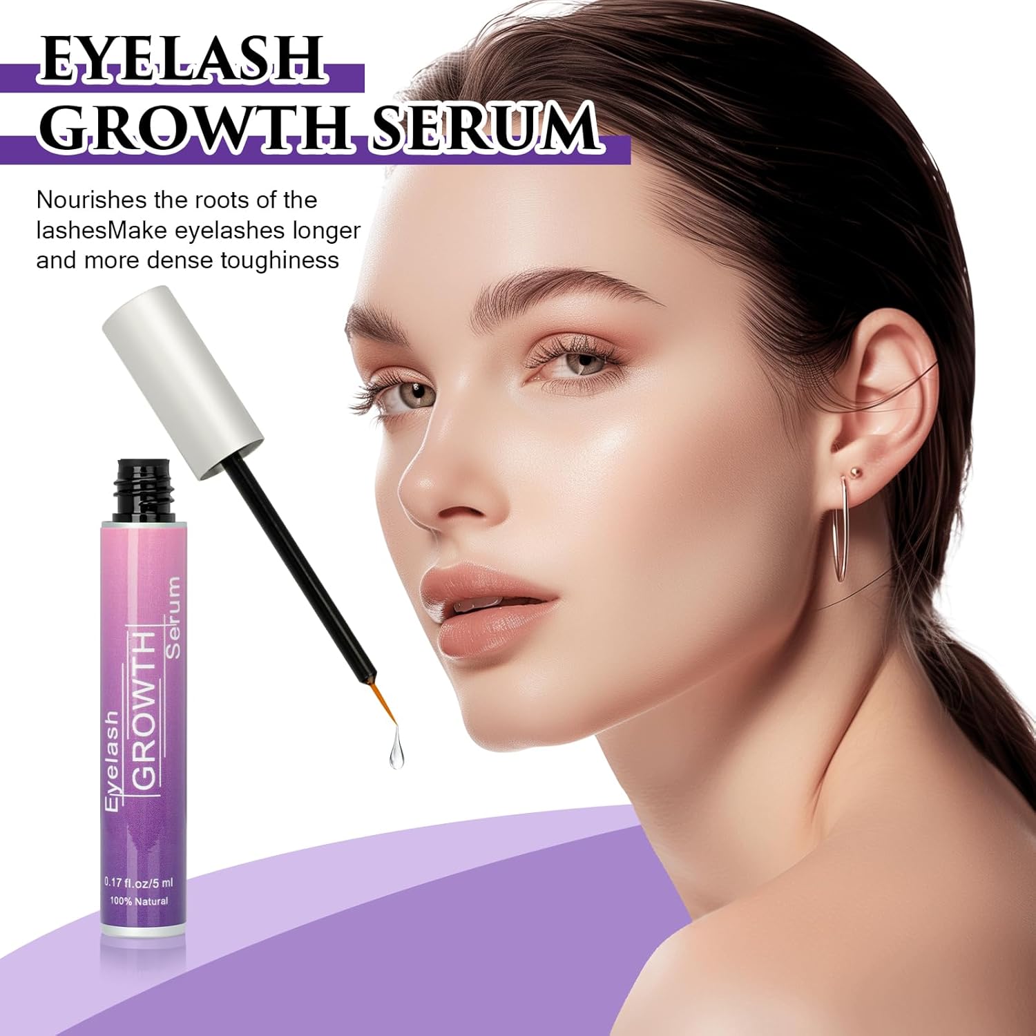 Premium Eyelash Growth Serum, Eyebrow Growth Serum, 18 Plant Extracts for Advanced Lashes Enhancer Longer, Fuller and Thicker, Natural Beauty Enhancement(5ml) - Image 5