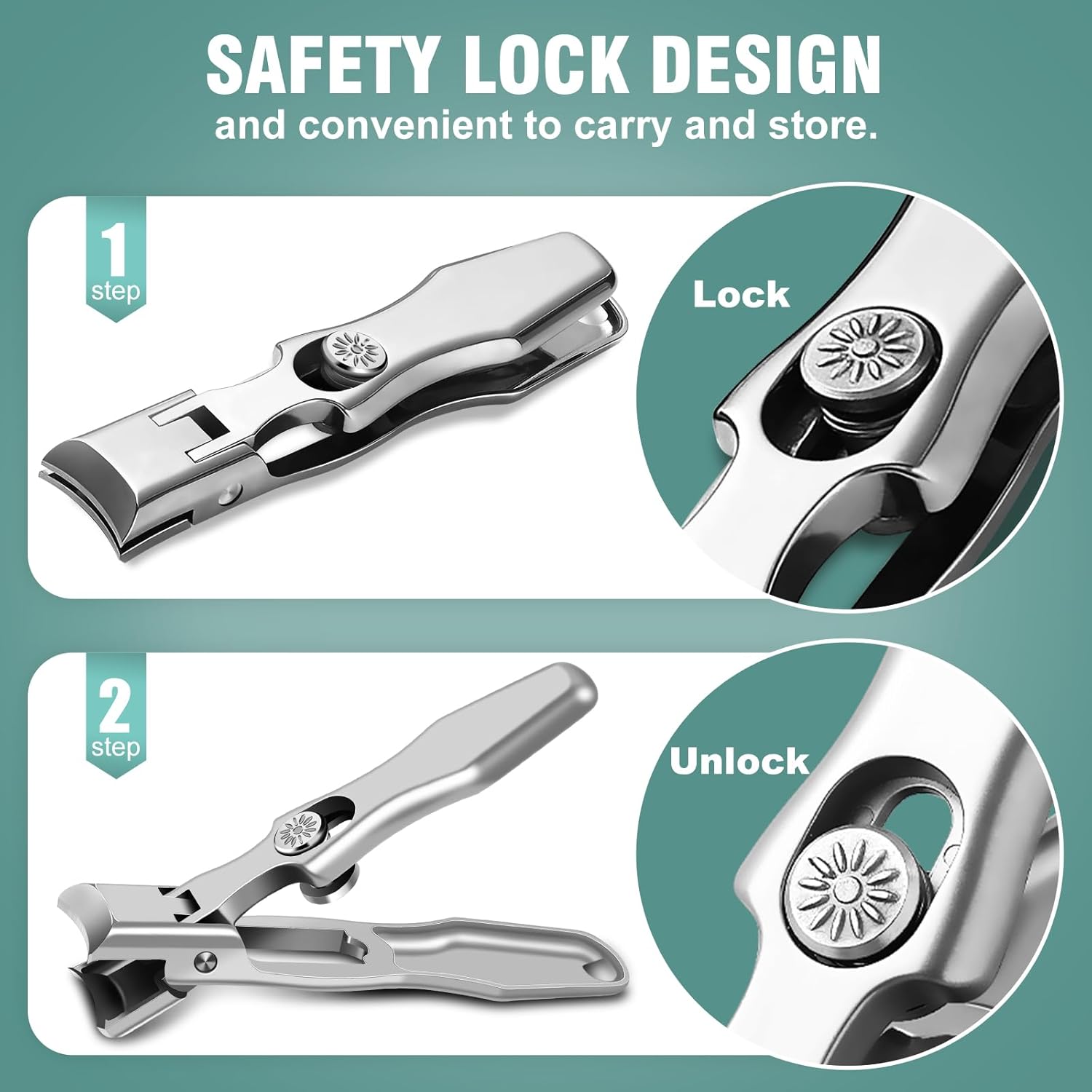 German Nail Clippers for Men Thick Nails - Wide Jaw Opening Nail Clippers for Seniors & Easy Grip 360 Degree Rotary Toenail Clippers for Seniors No Splash Mess Free Self Collecting Nail Cutter - Image 4