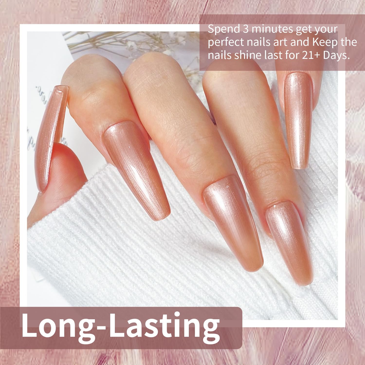 JODSONE 10ml Rose Gold Gel Nail Polish, Glitter Rose Gold Gel Polish All Seasons Neutral Soak Off U V Lamp Nail Art Design Manicure Salon DIY Home - Image 6