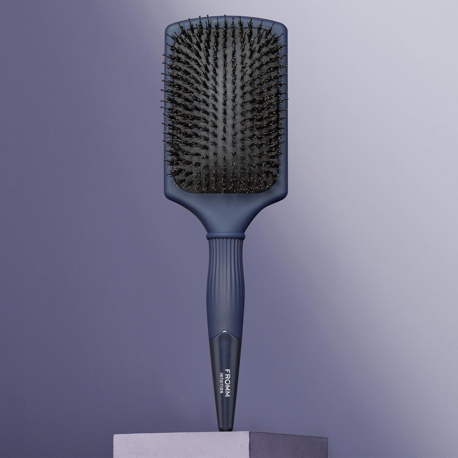 Intuition Glosser Smooth & Glossy Boar Bristle Paddle Brush, Detangles, Smoothes, and Massages Scalp to Distribute Oils for Shiny Healthy Hair, Navy Blue - Image 5