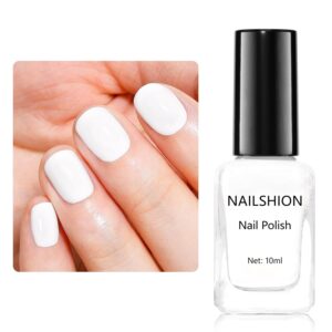 White Nail Polish French Nail Art Regular Nail Polish 9-Free Vegan Rich in Castor Oil Fast Air Dry Snowy Toe Fingernail Polish Manicure Salon DIY Design at Home Gift for Girls Woman