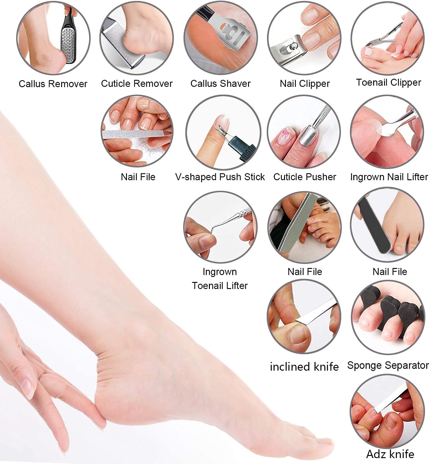 36 in 1 Pedicure Kit, Professional Pedicure Tools Foot Rasp Foot Dead Skin Remover for Home & Salon Care - Image 2