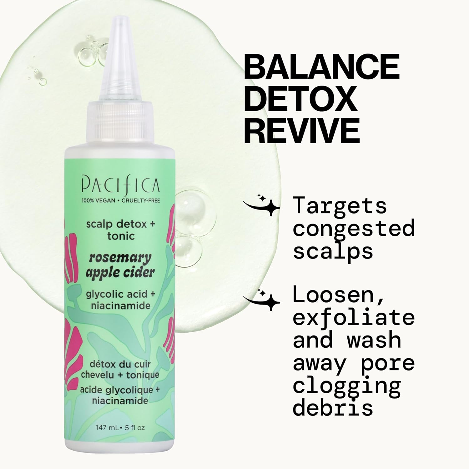 Pacifica Scalp Detox Tonic โ Rosemary Apple Cider Scalp Exfoliator - Scalp Scrub w/ Salicylic Acid for Clarifying Build Up & Purifying - Itchy, Dry Scalp Treatment , Vegan & Cruelty-Free, 5 oz - Image 6