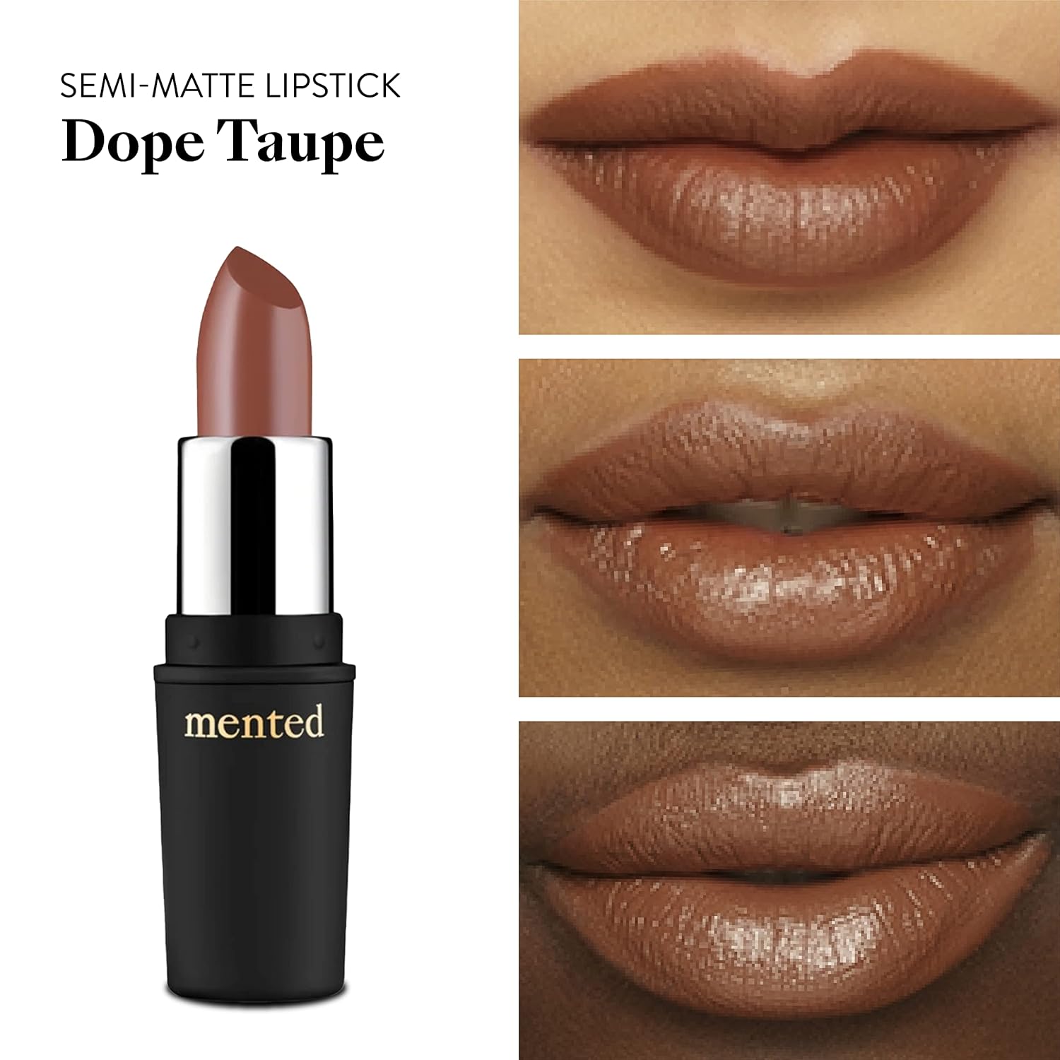 Mented Cosmetics Nude Lipstick for Women, Semi-Matte Long-Lasting Lip Stick, Moisturizing Vegan, Paraben & Cruelty-Free, Enhances All Complexions, Perfect for Everyday Makeup, Dope Taupe - Image 2