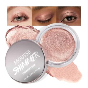 Rose Gold Mousse Single Eyeshadow Palette –Neutral Matte & Shimmer Eyeshadow,Mini Cream Glitter Eye shadow,Long Lasting Highly Pigmented Eye Makeup Compact Travel Siz Eye shadow for Older Women 08#