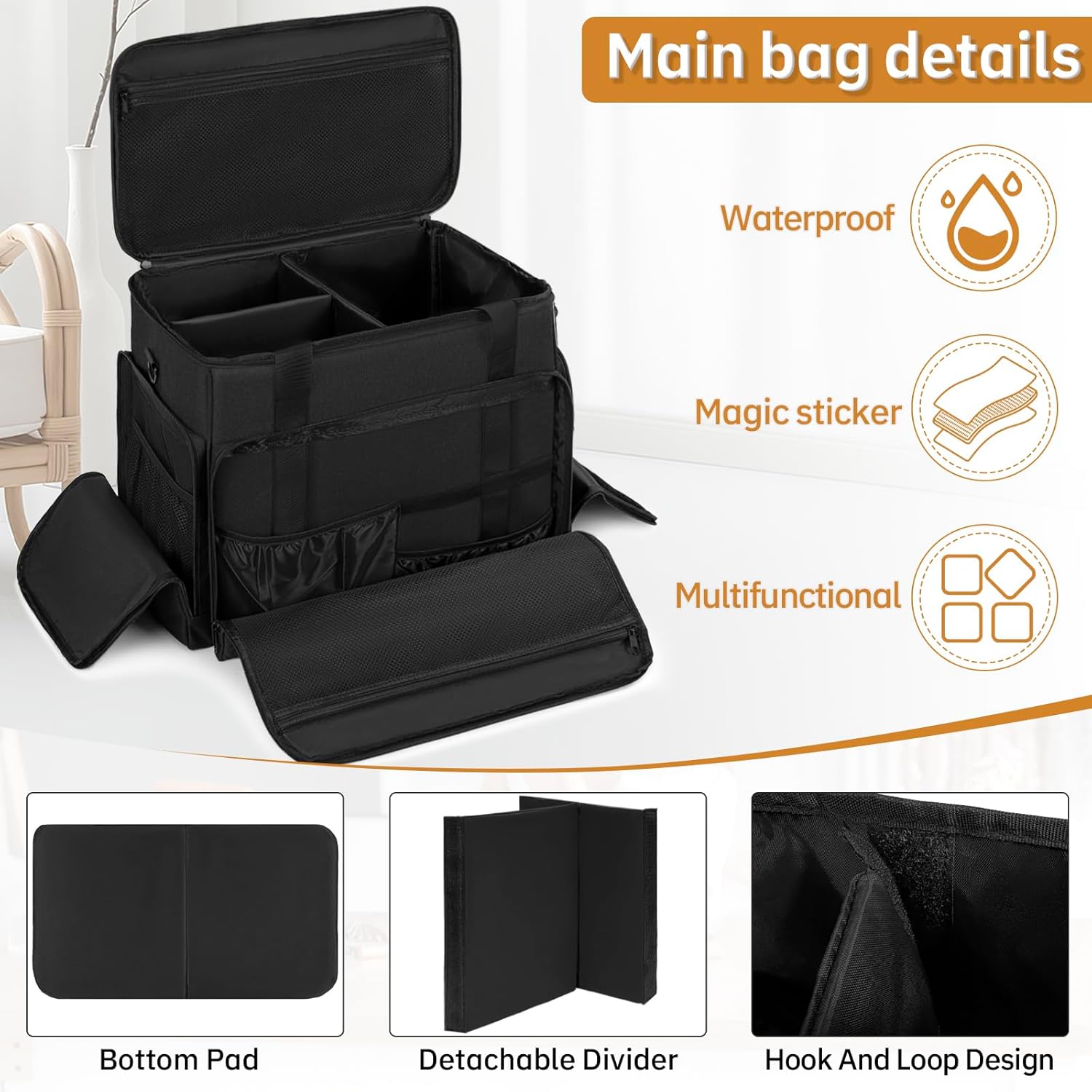 Extra Large Rolling Makeup Case with 4 Removable Pouches,Professional Make up Train Case with Wheels,Travel Cosmetic Bag for Hairstylists Nail Tech Makeup Artist with Detachable Trolley - Image 6