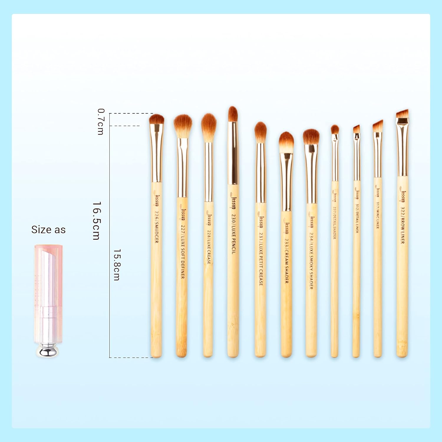 Jessup Eye Makeup Brushes Set, Premium Synthetic Eyeshadow Blending Concealer Eyebrow Eyeliner Brush, 15pcs Labeled Bamboo Make Up Brushes T137 - Image 8