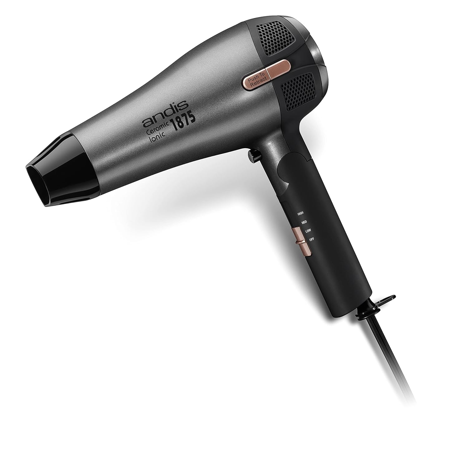 Andis 80280 Fold-n-go 1875 Watt Ceramic Ionic Dryer, Retractable Cord, Lightweight with Professional Blowout Results, Quick Drying Blow Dryer, Black/Silver - Image 6