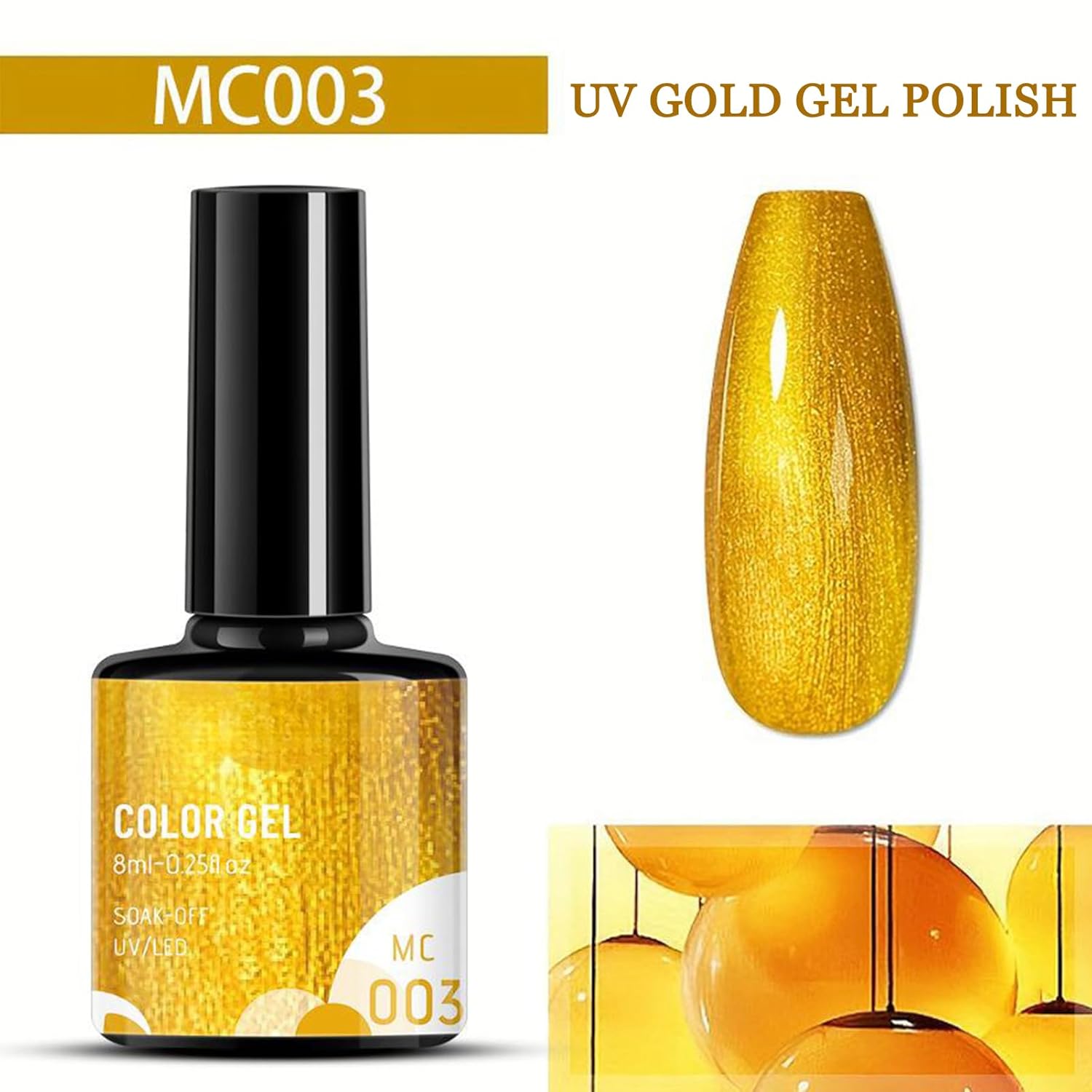 7pc Rainbow Gel Metallic Nail Polish Set - Chrome Gold Line, Reflective Mirror Nail Polish Gift Set in Red, Gold, Blue, Green, Pink - Image 2