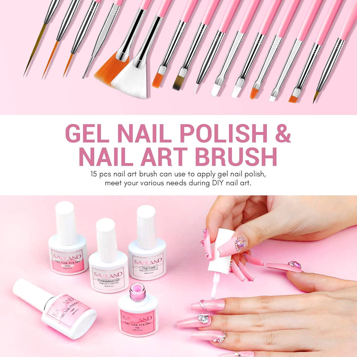 SAVILAND Acrylic Nail Kit for Beginners with Nail Drill, Gel Polish, and Art Tools - Image 7