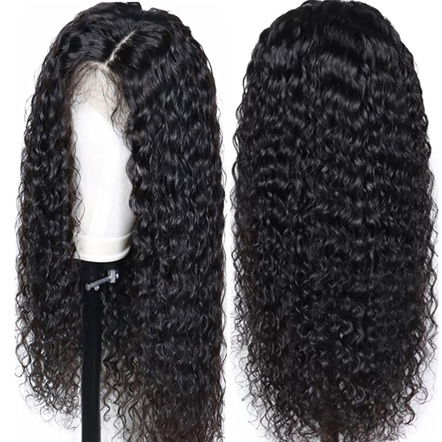 20Inch 13x4 Deep Wave Wet and Wavy Lace Front Wigs Human Hair for Black Women Glueless Brazilian Virgin Wear and Go HD Curly Lace Frontal Wig Pre Plucked with Baby Hair - Image 2