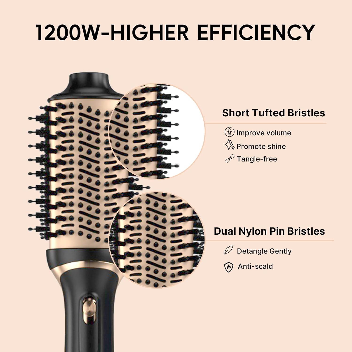 Hair Dryer Brush, Multifunctional Hot Air Brush with Adjustable Heat Settings for Different Hair Types, Negative Ion Technology & Quick Drying - Image 6