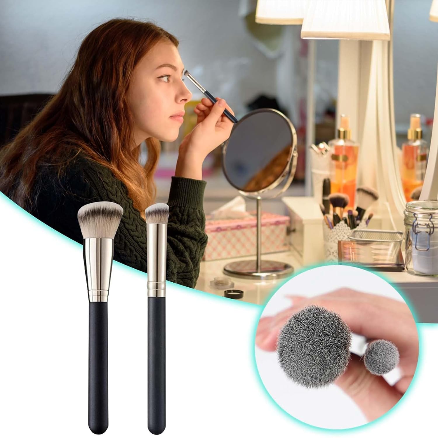 Angie Hot & Flashy A506 Concealer Brush, 101 Foundation Brush, Beauty Foundation Contour Conceal Makeup Brush Set (6PCS) - Image 2