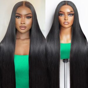 32 Inch 13x6 Lace Front Wigs Human Hair Pre Plucked Straight Human Hair Wig 200% Density Straight HD Lace Frontal 13x6 Glueless Wigs for Women Natural Color