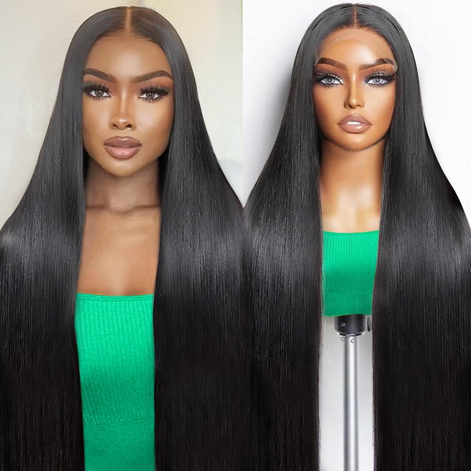 32 Inch 13x6 Lace Front Wigs Human Hair Pre Plucked Straight Human Hair Wig 200% Density Straight HD Lace Frontal 13x6 Glueless Wigs for Women Natural Color