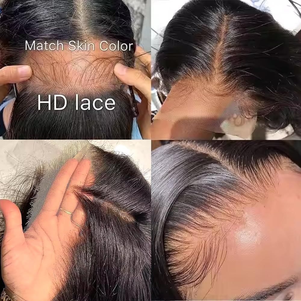 Body Wave Lace Front Wigs Human Hair 13x4 180% Density HD Transparent Lace Frontal Human Hair Wig Pre Plucked Glueless Wigs for Women with Baby Hair Bleached Knots 26 Inch - Image 2