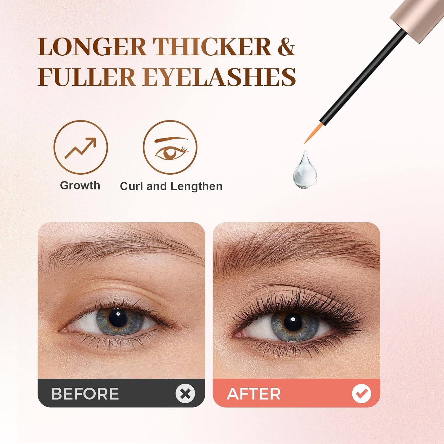 Aloria Eyelash Growth Serum, Eyelash Thickening and Volumising Serum, Natural Curling, Eye Lash Conditioner For Longer Lashes (1pc) - Image 3