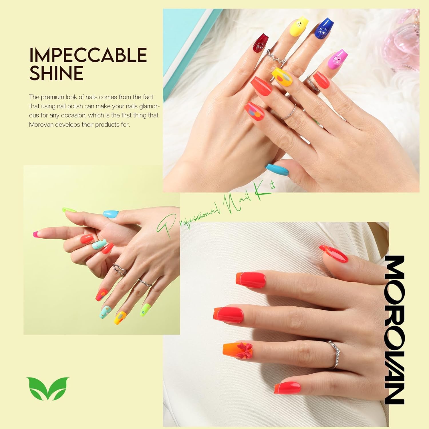 Morovan Neon Nail Polish Set: Rainbow Quick Dry 15 Vibrant Colors Fingernail Polish Regular Nail Polish Kit Finger Nail Polish Pack Spring Summer Gifts for Women - Image 8
