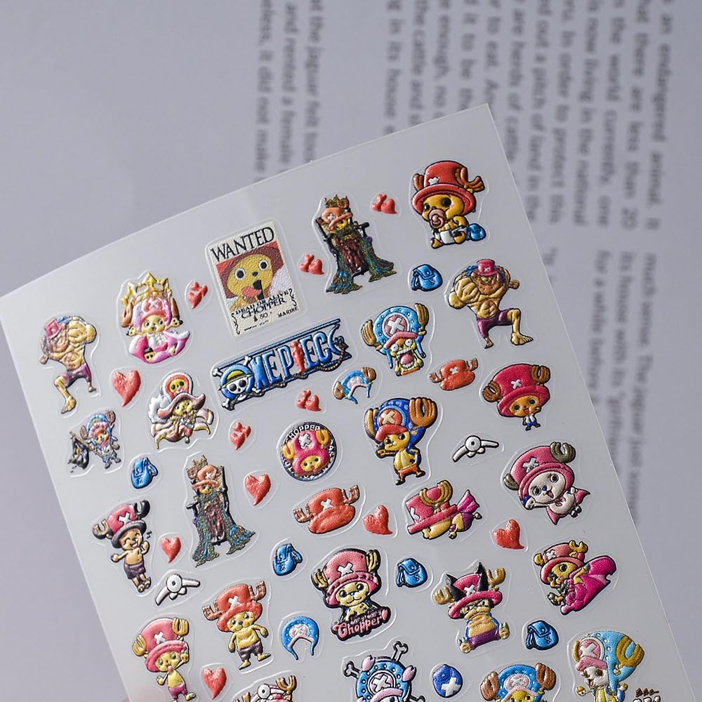 ONE Piece Nail SSTICKER 3D Anime Nail Sticker ONE Piece Nail DECALEmbossed Nail Art Stickers Decals Self Adhesive Nail Sticker Kawaii Design Anime Nail Stickers for Women, Girls, Kids, Gift (Monkey) - Image 6