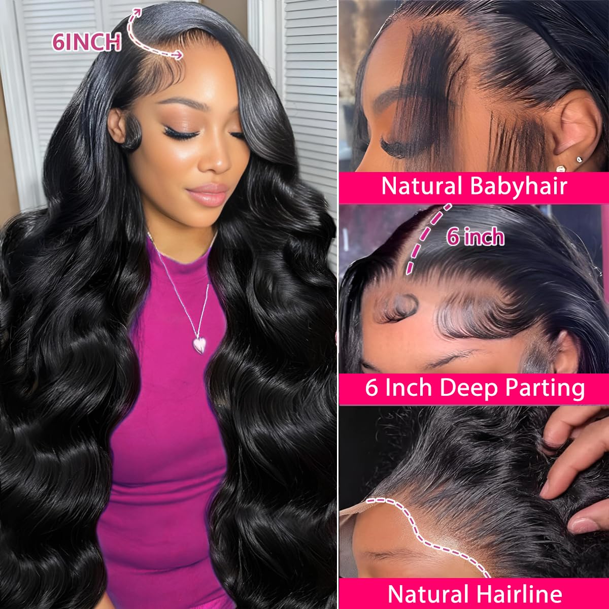 30 Inch 13x6 Lace Front Wigs Human Hair 200 Density Body Wave Lace Front Wigs Human Hair Pre Plucked Glueless Wig 13x6 HD Lace Frontal Wigs Human Hair for Women - Image 3