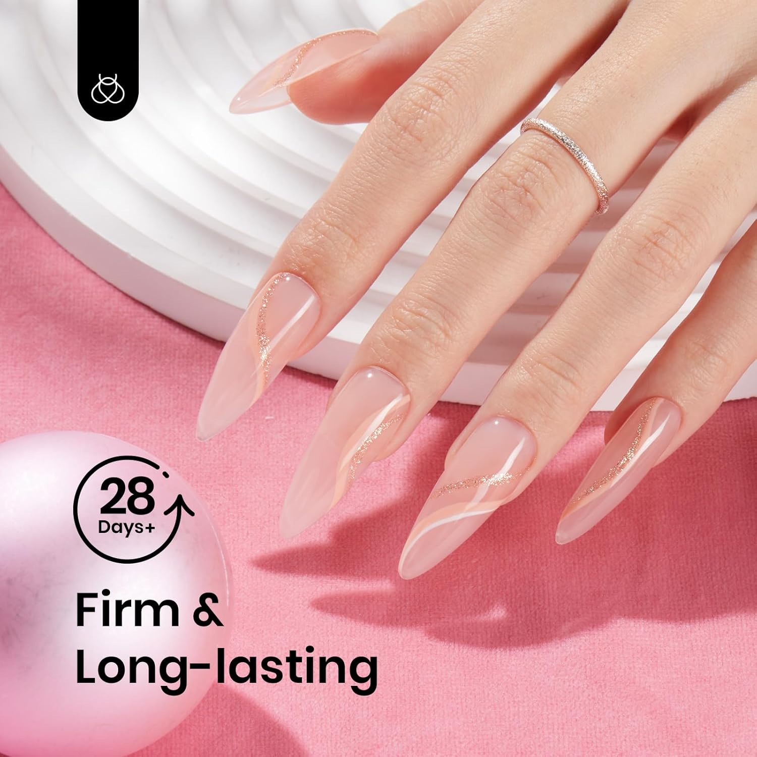 Beetles Poly Extension Gel Nail Kit, 4 Colors Milky White Nude Pink Neutral Poly Nail Gel Builder Hybrid Jelly Gel with Base&Top Coat Set DIY Nail Art Gift for Women - Image 7
