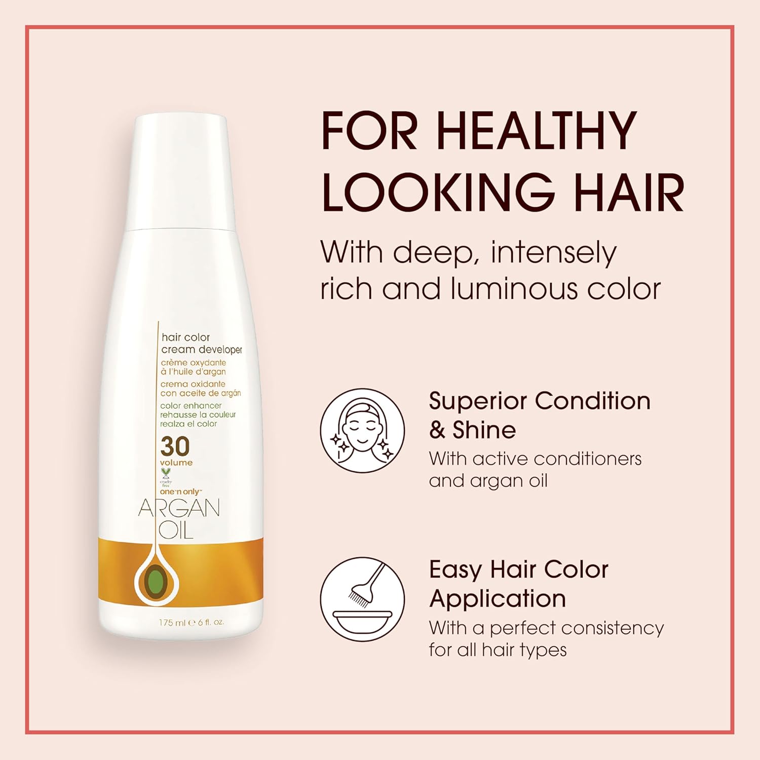 One N' Only Hair Color Developer 30 - Hair Developer for Intensely Rich, Luminous Color - Enriched with Argan Oil to Condition Hair & Add Shine - Contains 9% Hydrogen Peroxide (6 oz) - Image 2