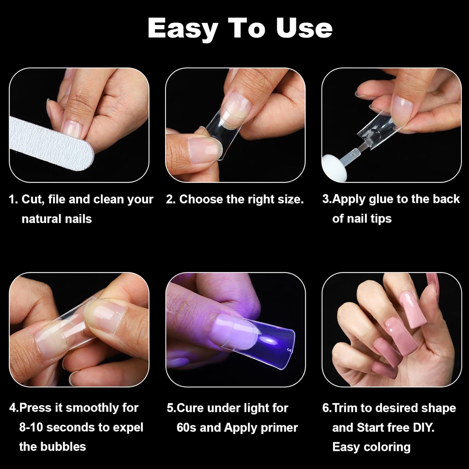 500Pcs Clear Duck Nail Tips, 10 Sizes Pre Shaped Professional Duck Nails Press Ons Half Cover Acrylic Soft Gel Nail Tips for Nail Extension Home DIY Nail Salon with Box - Image 6