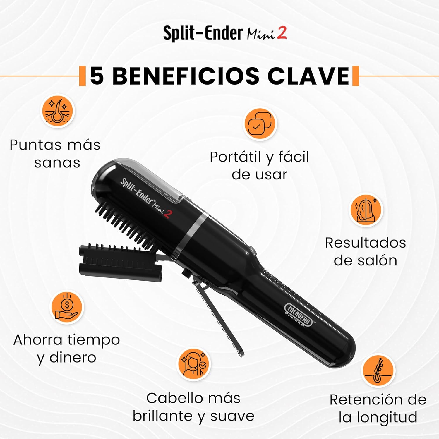 Split Ender Mini 2 - Cordless Split End Hair Trimmer, Solution for Dry and Damaged Hair, Rechargeable Trimmer for Broken and Brittle Split Ends, Hair Styling Tool- Black - Image 6