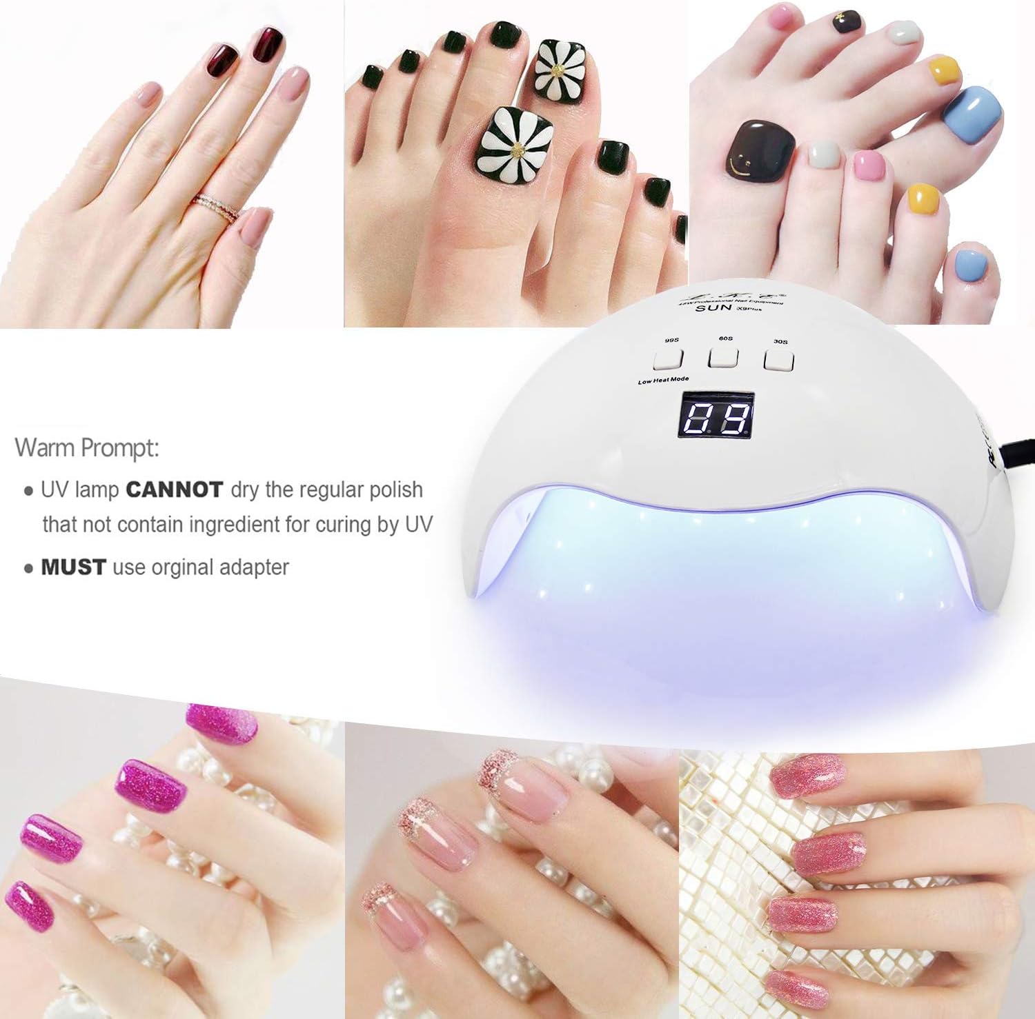 Gel UV LED Nail Polish Lamp, LKE Nail Dryer 40W LED Light with 3 Timers Professional for Nail Art Tools Accessories White - Image 6