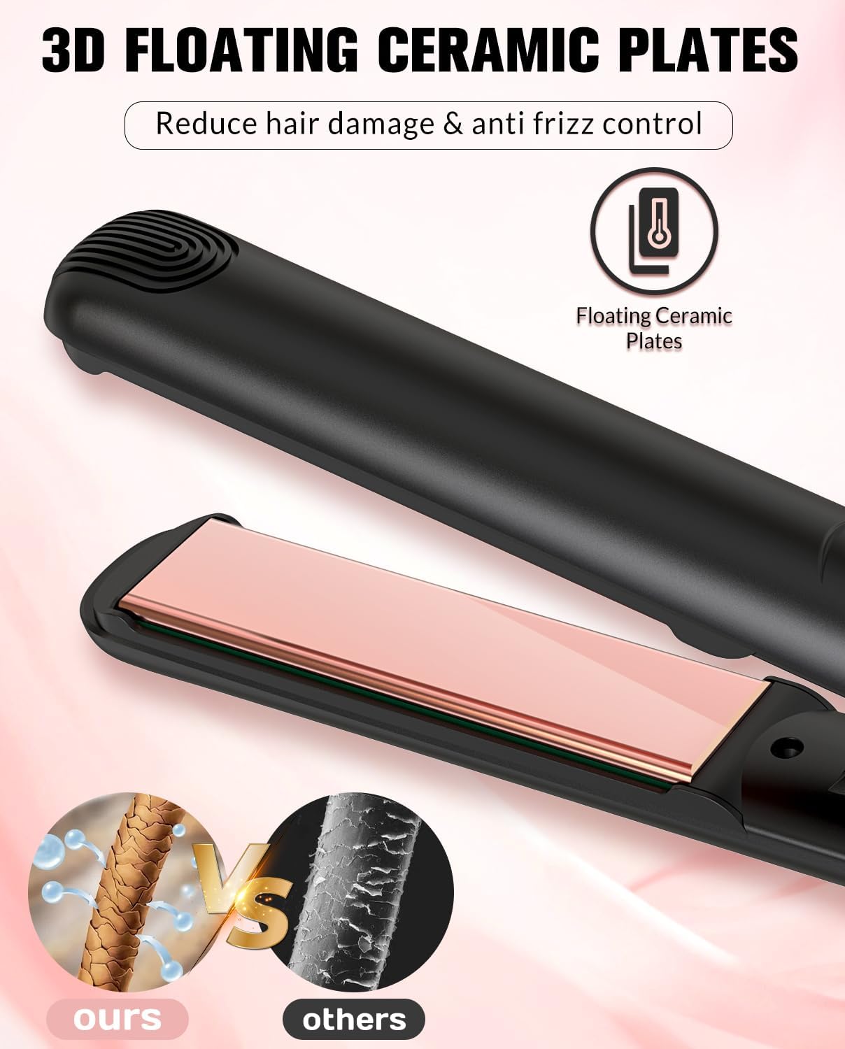 Flat Iron Hair Straightener, Ceramic Hair Straightener and Curler 2 in 1, Rapid 30-Second Heat-Up Hair Straightening Iron with Floating Plates for Less Frizz, Shinier & Smoother Hair - Image 4