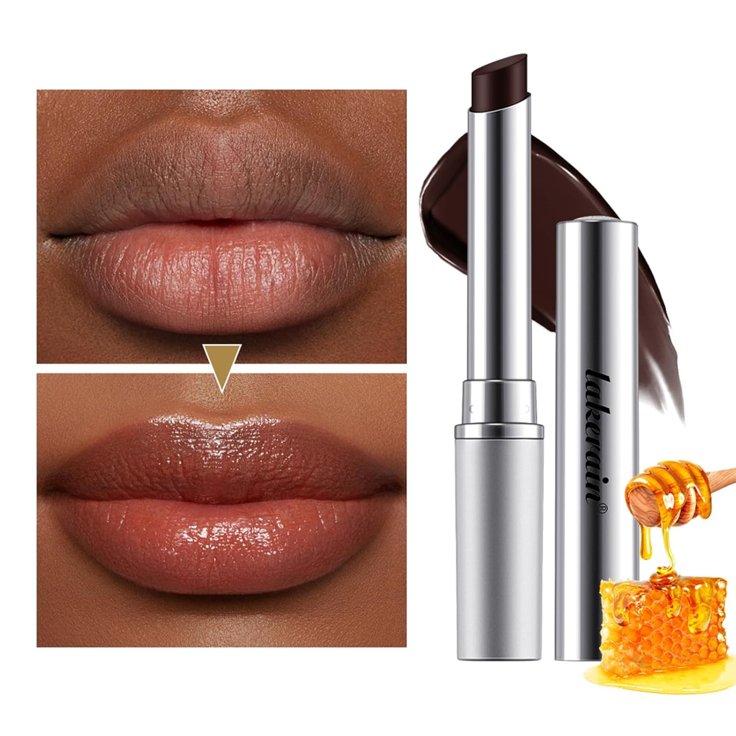 2PCS Honey Lipstick Tinted Lip Balm - Sheer Hydrating Lipstick for All Skin Tones - Moisturizing Lip Color, Nourishing Lip Balm with a Hint of Natural Black Cherry Tint (Black & Pink) - Image 3