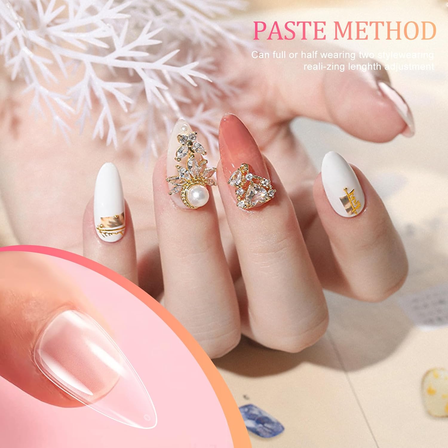 krofaue Short Almond Nail Tips - 120PCS Half Matte Acrylic Fake Nails with 12 Sizes Clear Press on Nails Almond for Extension Nail Manicure Home DIY - Image 5