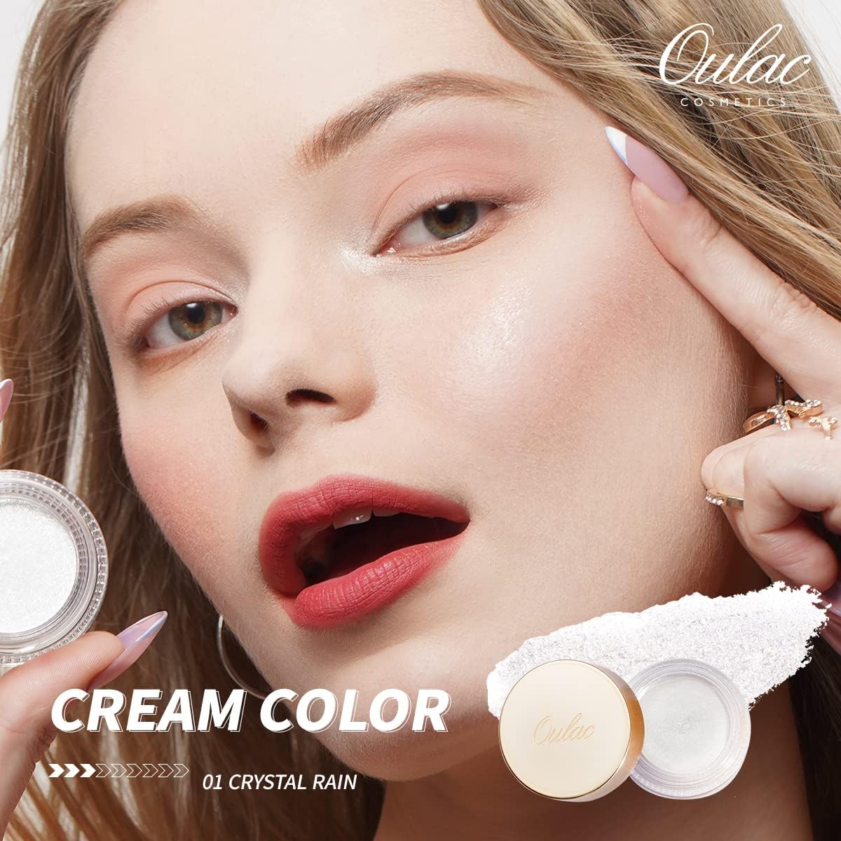 Oulac Shimmer White Cream Eyeshadow Primer Waterproof Long Lasting Glitter Natural 6g 01 - Image 7