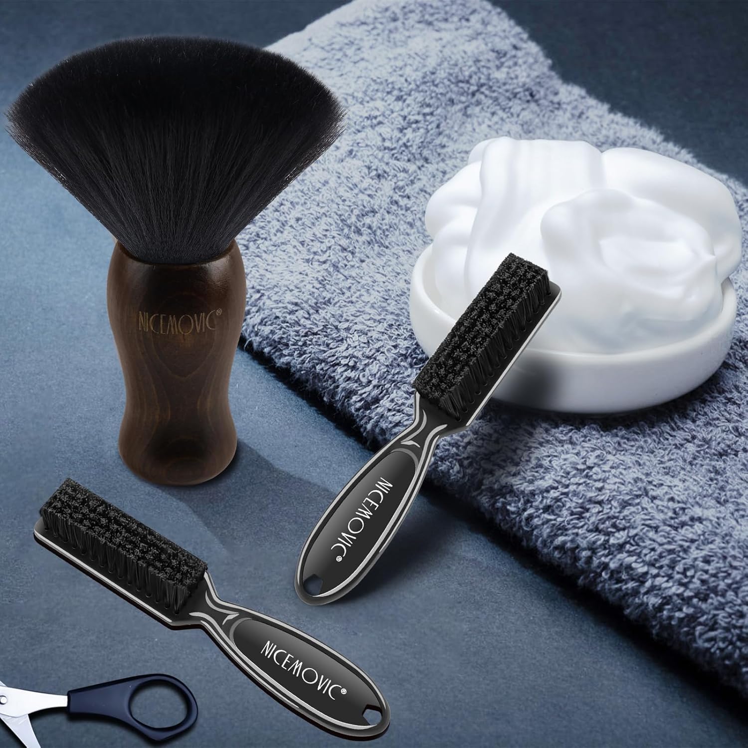 NICEMOVIC 3 IN 1 Barber Neck Duster Brush Set, Professional Barber Accessories Cleaning Supplies, Duster Nylon Brush Hair Cutting Styling Brush Tool (Brown&Black) - Image 6