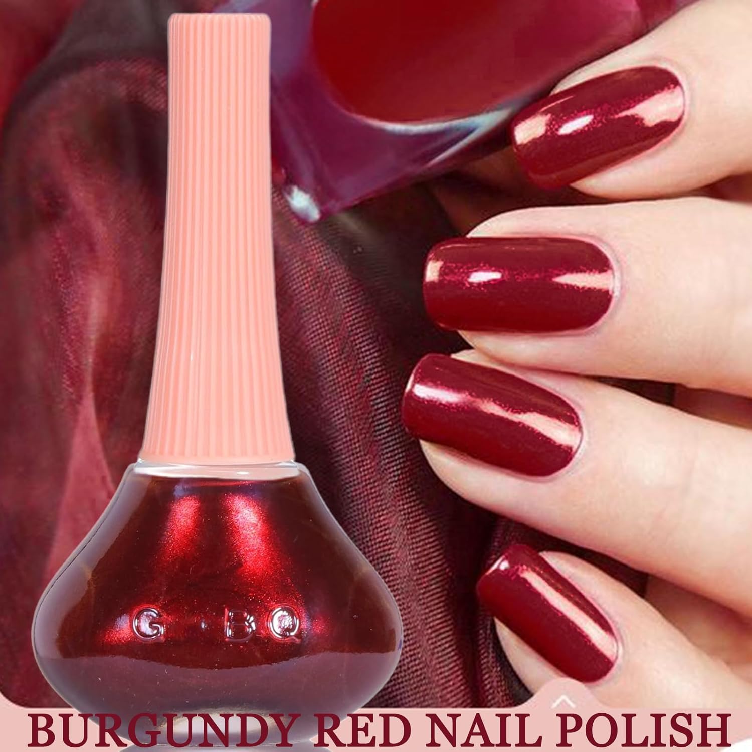Pearl Gel Nail Polish - Quick Air Dry Wine Red, Burgundy, Long Wearing, Dark Red for Women & Girls - 12ML - Image 2
