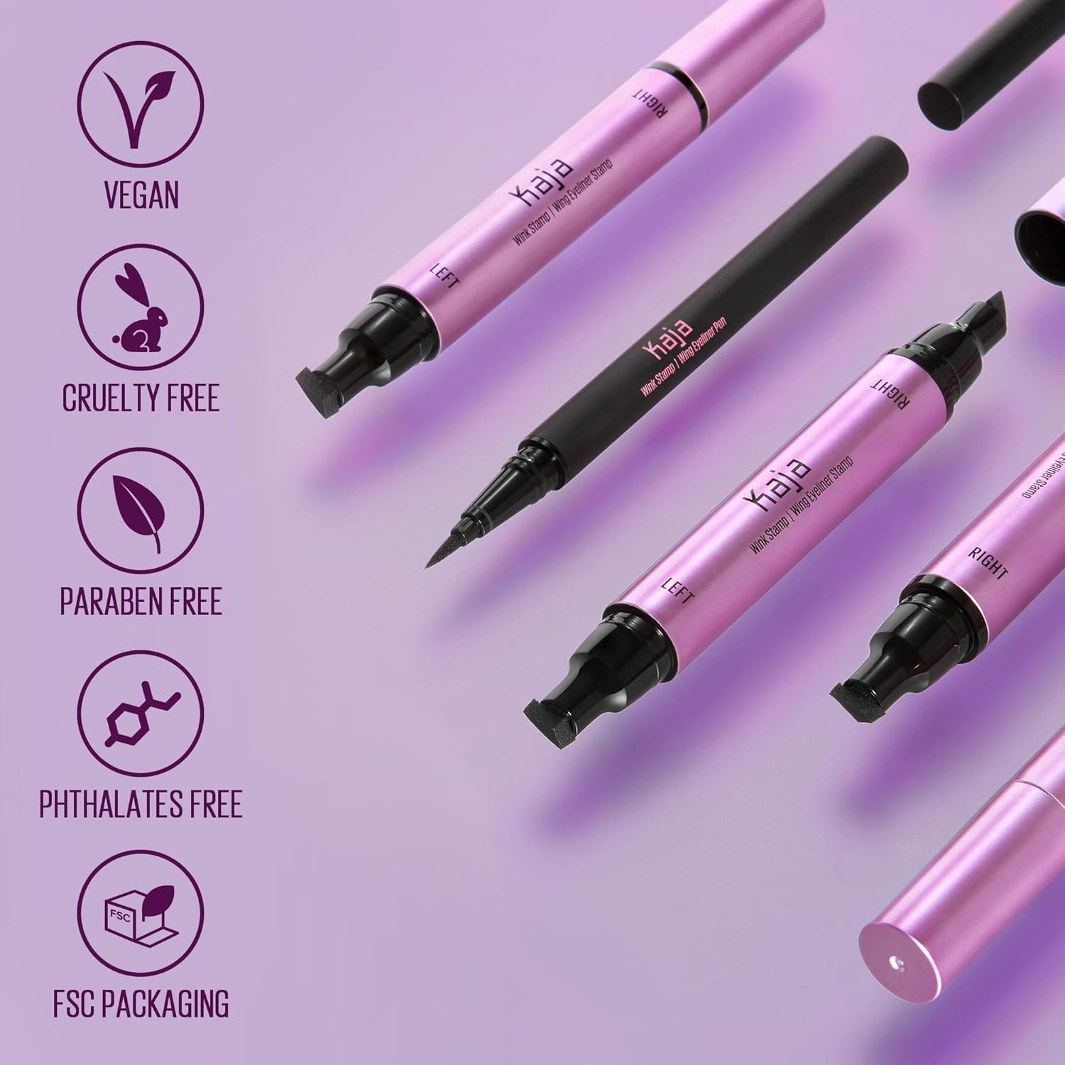 Kaja Winged Eyeliner Set - Wink Stamp Original | with Avocado Extract, Double-ended Wing, Smudge-Proof, Waterproof, Eye Irritation Tested, Long Lasting Pencil, Colorstay, Matte Finish, Cat Eye Look - Image 5