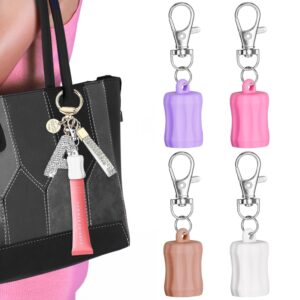 TIGARI Lip Gloss Holder Keychain for Summer Friday, Lip Balm Chapstick Lanyard Holder Cap Replacement, 4PCS Silicone Keychain Women Portable Bag Decorate Accessories