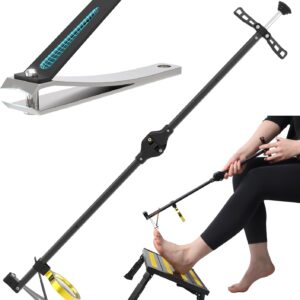 Foldable Extended Long Handle Toenail Clippers with Magnifier-4mm Wide Jaw & Ergonomic Design for Seniors, Arthritis& Limited Mobility | Heavy-Duty, No-Bend Trimming, Tool-Free Foldable (24" Black)