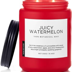 M&SENSE Juicy Watermelon Scented Candle, 19.4oz 110 Hours Clean Non Toxic Natural Soy Wax Long Lasting Candle for Women Men, 2 Wick Fruit Scent Home Fragrance Home Decor for Housewarming Gifts