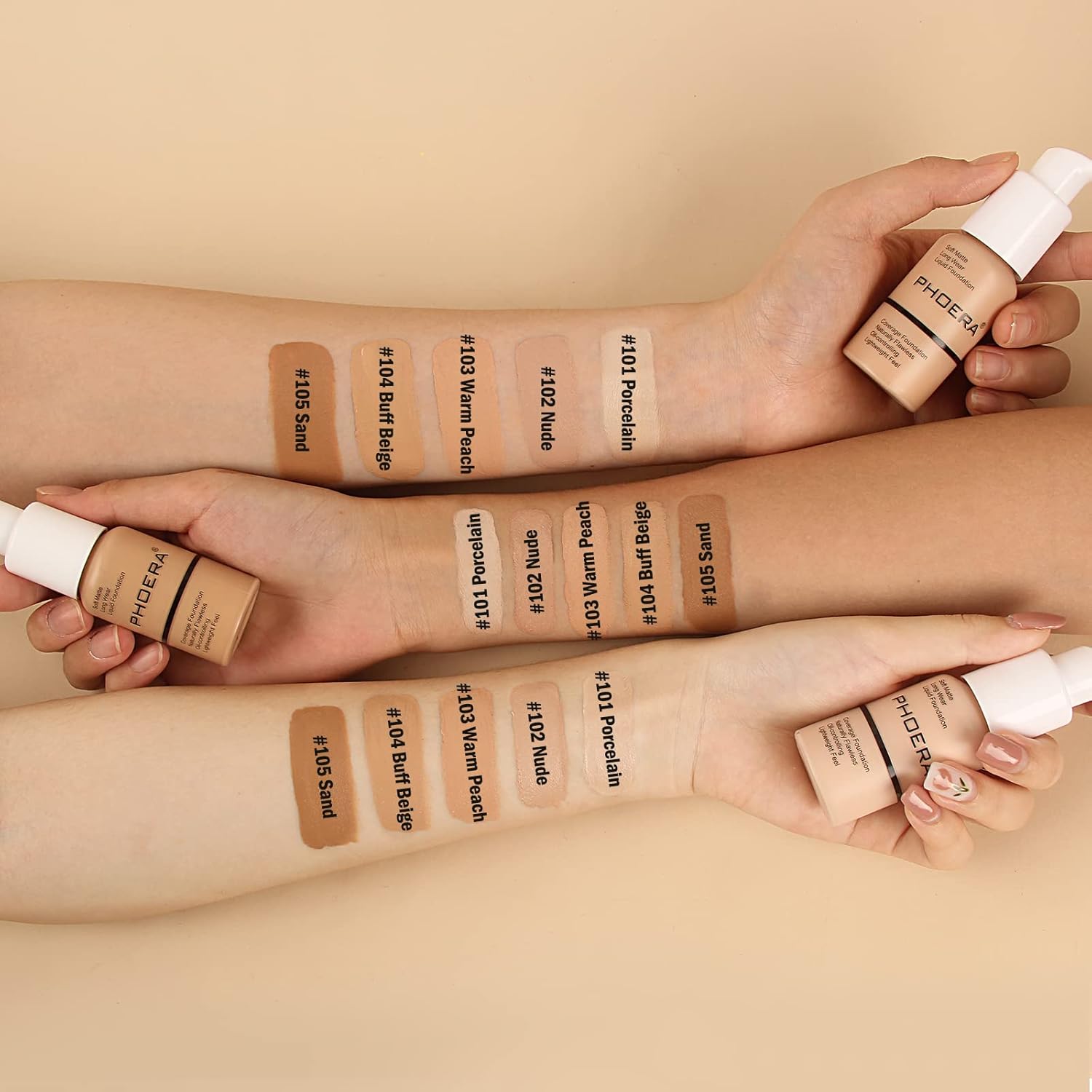 PHOERA Foundation Makeup, Flawless Soft Matte Oil Control Liquid Foundation, Full Coverage Mattle Oil-Control Concealer for Older Women, Great Choice For Gift (#101 Porcelain) - Image 8