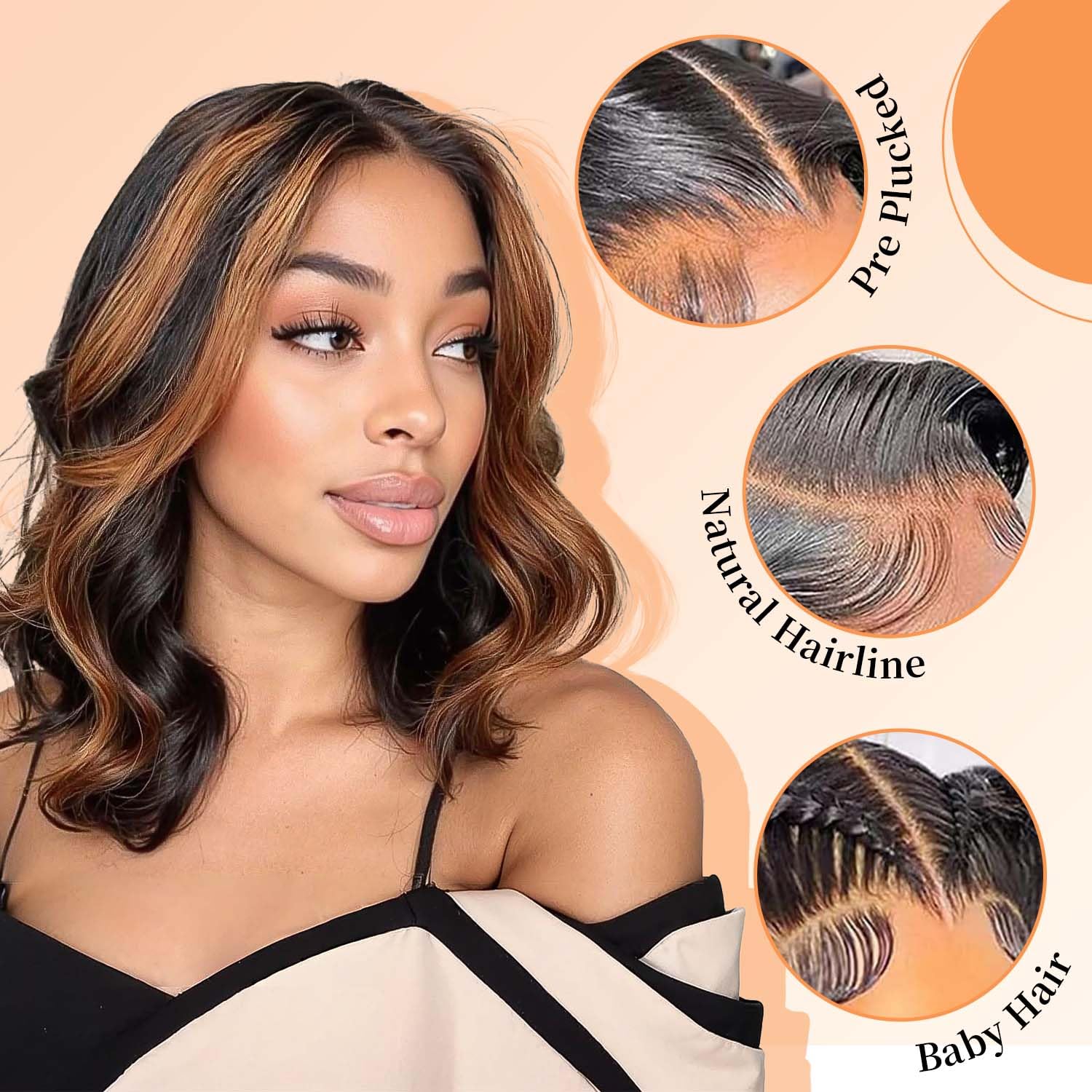 14 Inch Body Wave Ombre Balayage HD Lace Glueless Wig 200% Density for Black Women - Image 2