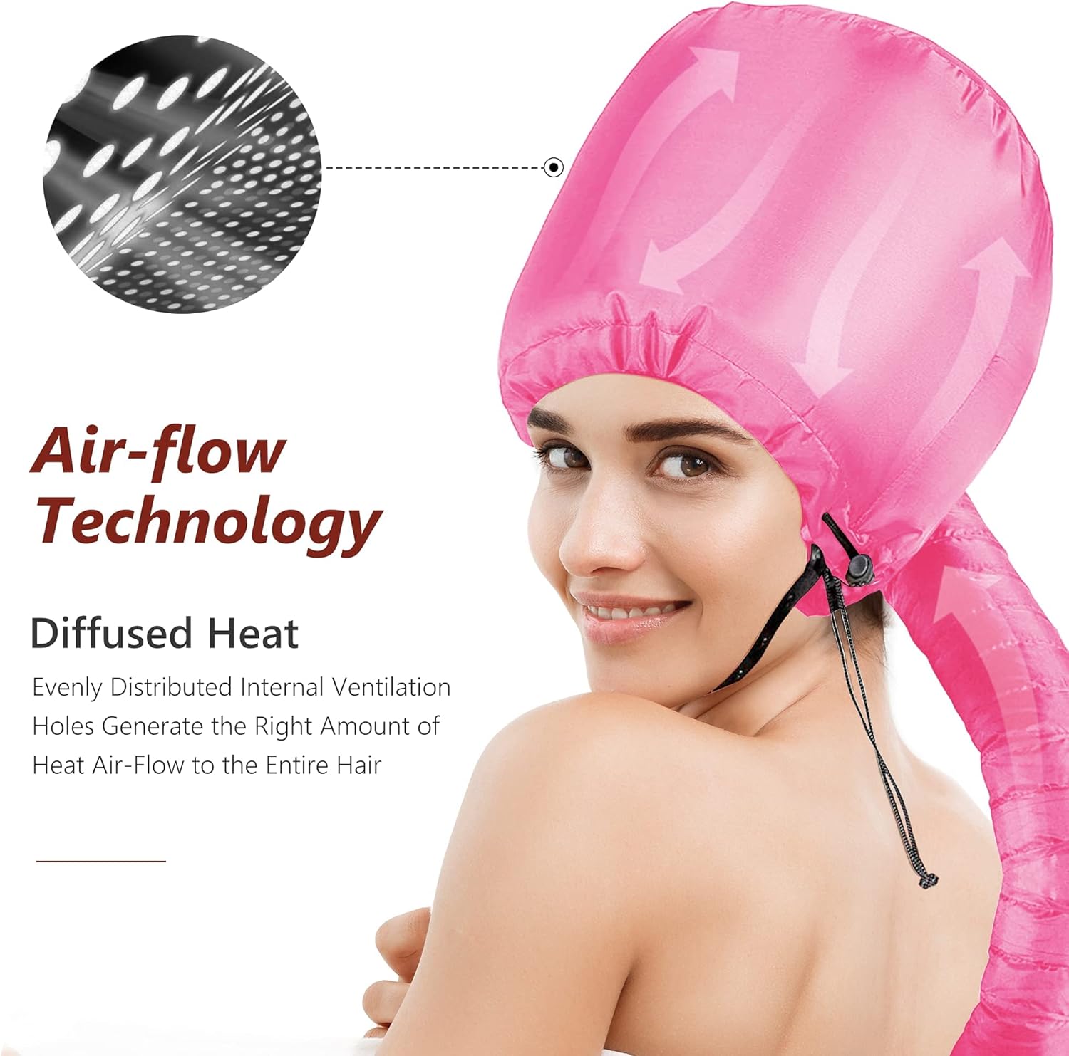 Safety Portable Hair Dryer Bonnet Attachment for Hair Styling - Deep Pink - Image 3