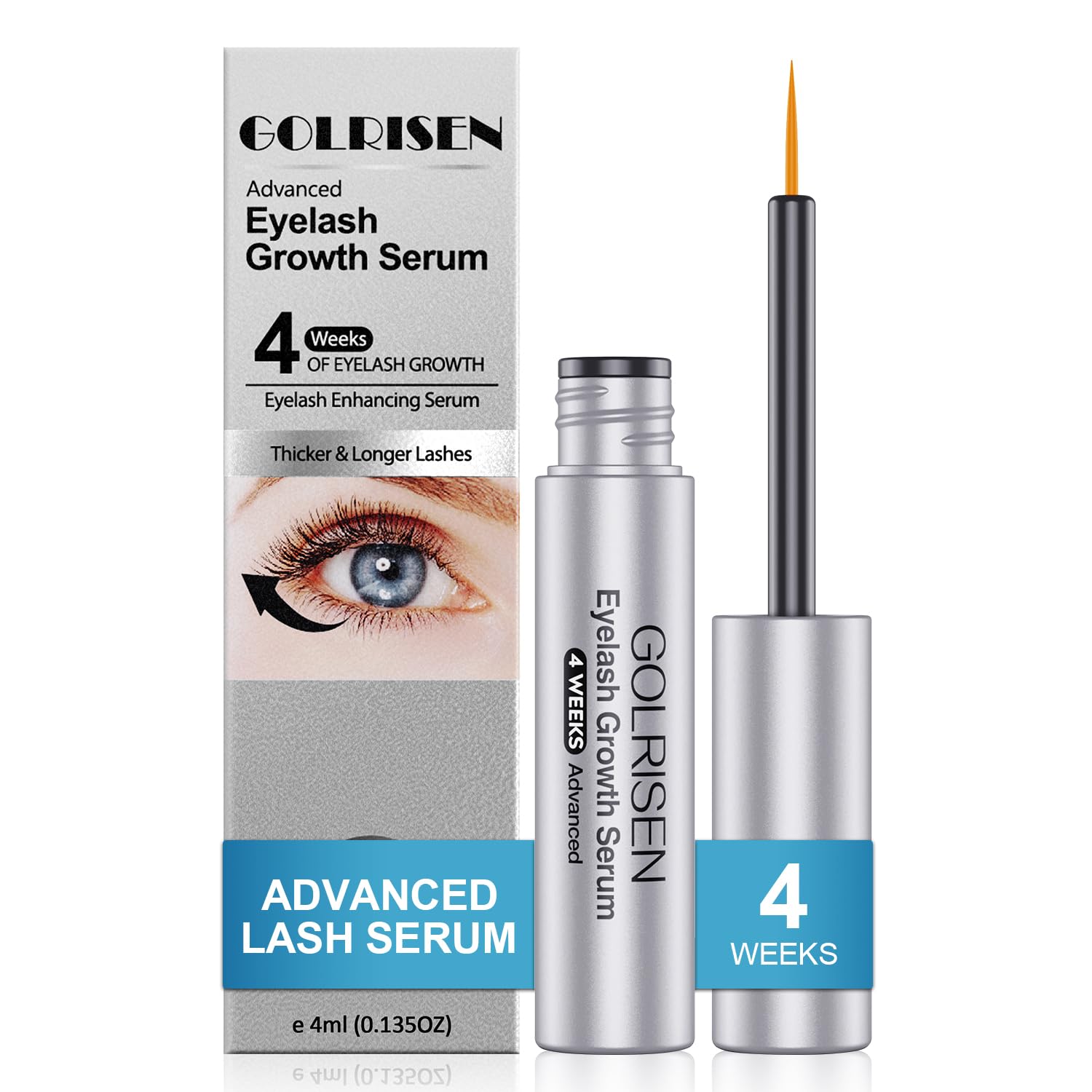 Eyelash Growth Serum, Advanced Lash Serum For Eyelash Growth with Myristoyl Pentapeptide-4 Lash Enhancing Serums For Thicker, Longer Lashes (4ml)